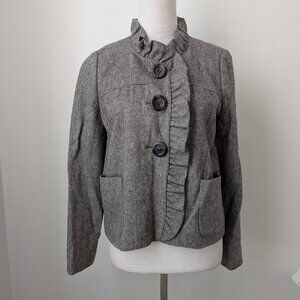 J. Crew Gray Wool Blend Ruffle Collar Jacket, 6